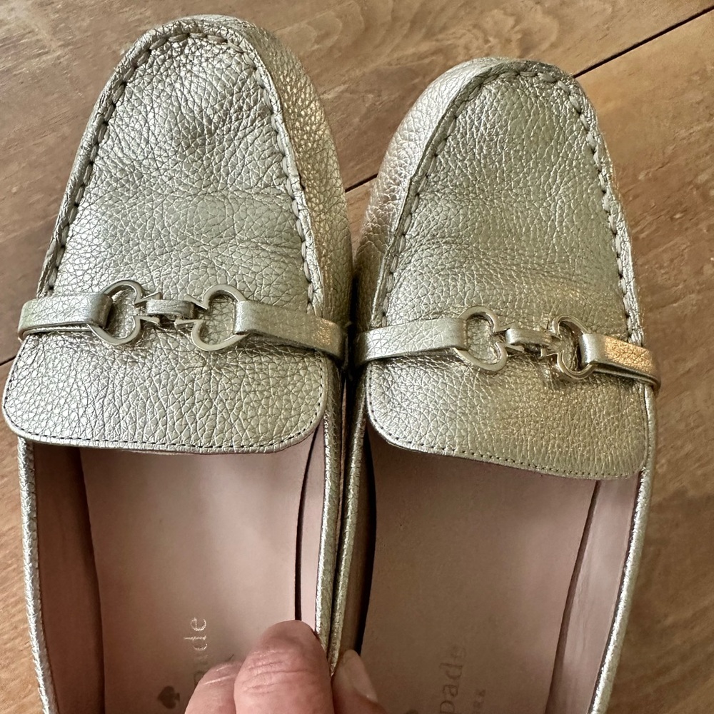Kate Spade Bernice Leather Loafers size 8 GOLD